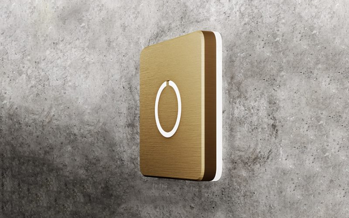 Square Modern Brass Doorbell Button by Luxello Door Bells